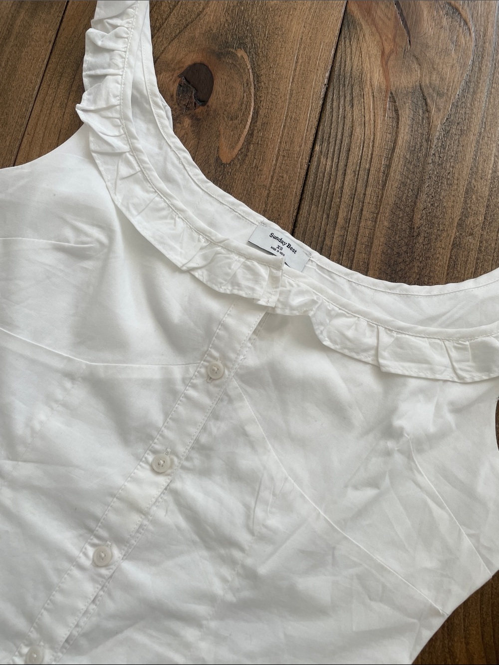 Sunday Best White Ruffled Square-Neck Tank Camisole - Picture 3 of 3
